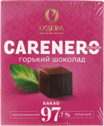 Шоколад O'Zera горький, 90 г, Carenero Superior, 97,7%, «Сбалансированный и мощный»