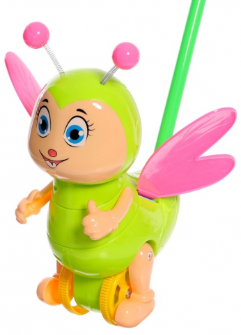 Каталка на палочке Sima-Land 16×15×24 см (ручка 40 см), «Забавная бабочка», ассорти