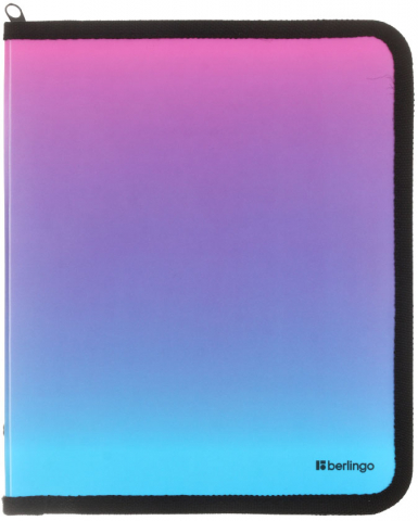 Папка пластиковая на молнии Berlingo Radiance А5+, толщина пластика 0,6 мм, розовый/голубой градиент