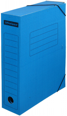 Папка архивная из микрогофрокартона на резинке OfficeSpace, корешок 75 мм, 320*255*75 мм, синяя