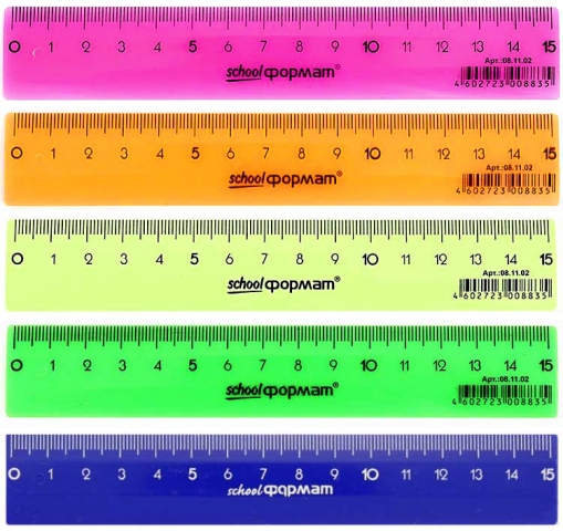 Линейка пластиковая schoolФормат 15 см, цветная, ассорти (цена за 1 шт.)