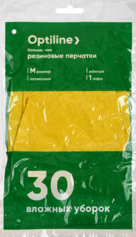 Перчатки латексные хозяйственные Optiline размер M, желтые