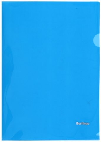 Папка-уголок пластиковая Berlingo А4+, толщина пластика 0,18 мм, прозрачная синяя