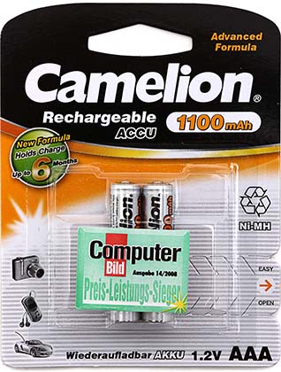 Аккумулятор Camelion Rechargeable Accu, AAA, 1.2V, 1100 mAh Аккумулятор Camelion Rechargeable Accu, AAA, 1.2V, 1100 mAh