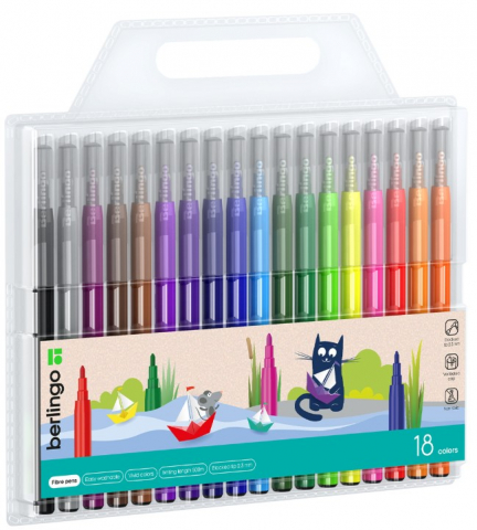 Фломастеры Berlingo «Жил-был кот» 18 цветов, толщина линии 1-2 мм, вентилируемый колпачок
