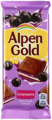 Шоколад Alpen Gold, 85 г, «Смородина с молоком», молочный шоколад