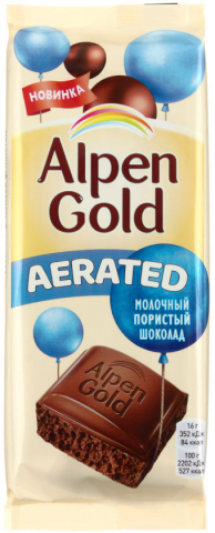 Шоколад Alpen Gold, 80 г, Aerated, пористый молочный шоколад