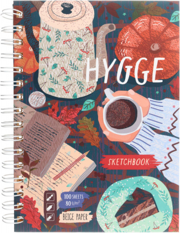 Скетчбук-тетрадь на гребне BG, 155*215 мм, 100 л., Hygge, бежевый