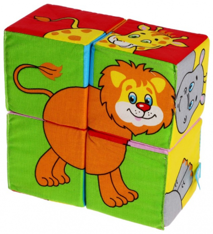 Игрушка мягконабивная «Мягкие кубики», «Собери картинку. Животные 2», 4 шт.