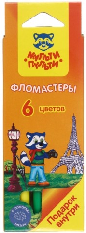 Фломастеры «Енот во Франции» 6 цветов, толщина линии 1-2 мм, вентилируемый колпачок