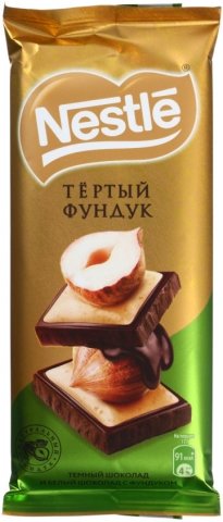 Шоколад Nestle, 85 г, темный и белый шоколад с тертым фундуком 