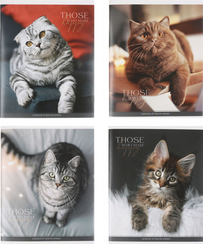 Тетрадь общая А5, 96 л. на скобе ArtSpace «Питомцы. Cat», 163*203 мм, клетка, ассорти Тетрадь общая А5, 96 л. на скобе ArtSpace «Питомцы. Cat», 163*203 мм, клетка, ассорти