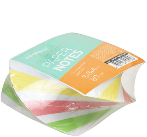 Блок бумаги для заметок «Спираль» inФормат 80×80×40 мм, проклеенный, 4 цвета, ассорти Блок бумаги для заметок «Спираль» inФормат 80×80×40 мм, проклеенный, 4 цвета, ассорти