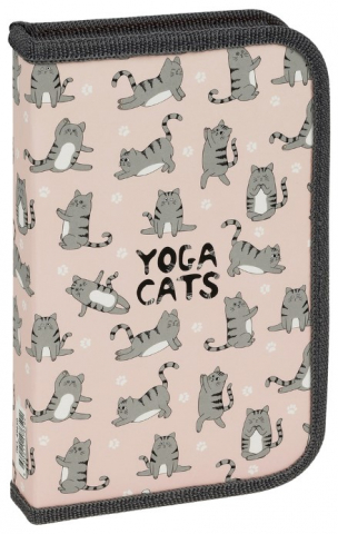 Пенал однокамерный ArtSpace 190×115 мм, Yoga Cats