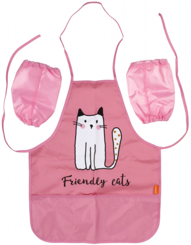 Фартук для труда с нарукавниками №1School, 490*390 мм, Friendly Cats Фартук для труда с нарукавниками №1School, 490*390 мм, Friendly Cats