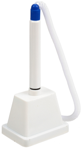 Ручка шариковая на подставке BL-1037 корпус белый с синим, стержень синий Ручка шариковая на подставке BL-1037 корпус белый с синим, стержень синий