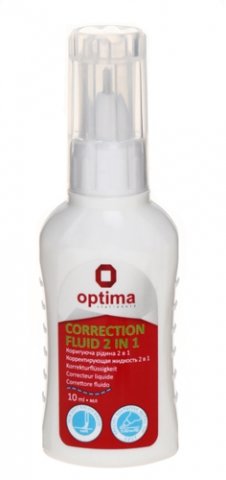 Корректирующая жидкость Optima, 10 мл, на спиртовой основе, с кисточкой и металлическим наконечником