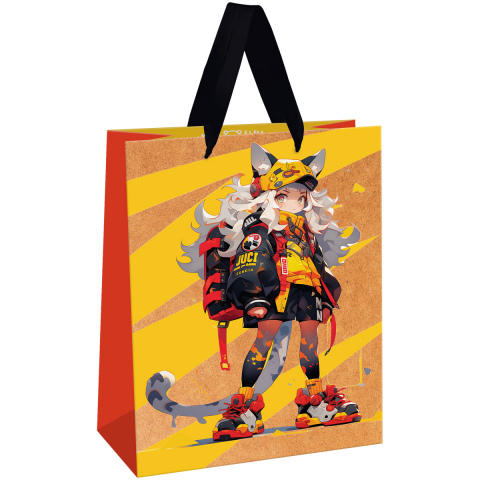 Пакет подарочный крафт Meshu 11×14×6,5 см, Cat Girl