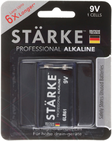 Батарейка щелочная Starke Professional Alkaline, 6LR61, 9V, тип «Крона»