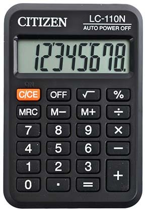 Калькулятор карманный 8-разрядный Citizen LC-110N, черный