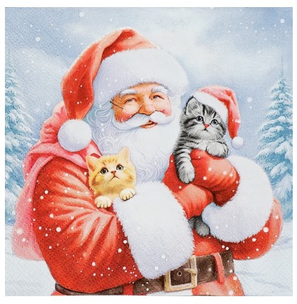 Салфетки сервировочные Sima-Land, 33*33 см, 20 шт., «Дед Мороз и котята»