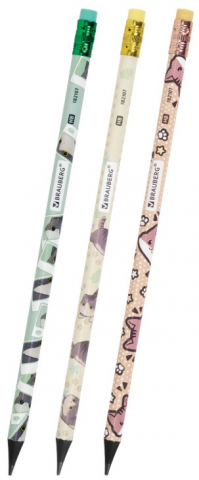 Карандаш чернографитный Brauberg Print, твердость грифеля ТМ, с ластиком, «Милые коты», ассорти
