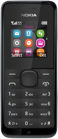 Телефон мобильный Nokia 105, Black, корпус черного цвета