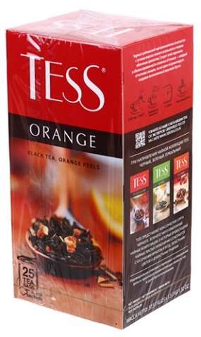 Чай Tess, 37,5 г, 25 пакетиков, Orange, чай черный с цедрой апельсина 