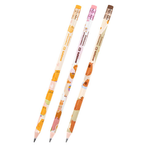 Карандаш чернографитный «Юнландия» Funny Yummy твердость грифеля ТМ, с ластиком, Fat Animals, корпус ассорти