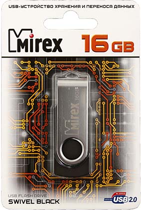 Флэш-накопитель Mirex Swivel, 16Gb, корпус черный