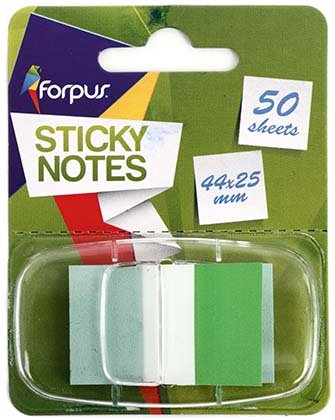 Закладки-разделители пластиковые с липким краем Forpus, 44*25 мм, 50 л., зеленые