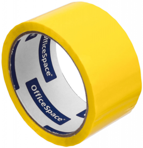 Клейкая лента упаковочная цветная OfficeSpace 48 мм×40 м, толщина ленты 45 мкм, желтая