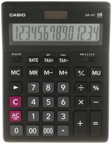 Калькулятор 14-разрядный Casio GR-14T-W-EP, черный