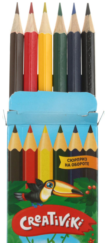 Карандаши цветные Creativiki, 6 цветов, длина 175 мм