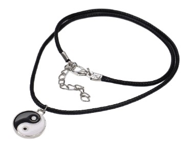 Кулон на шнурке «Инь-ян», 45 см, цвет чёрно-белый в серебре