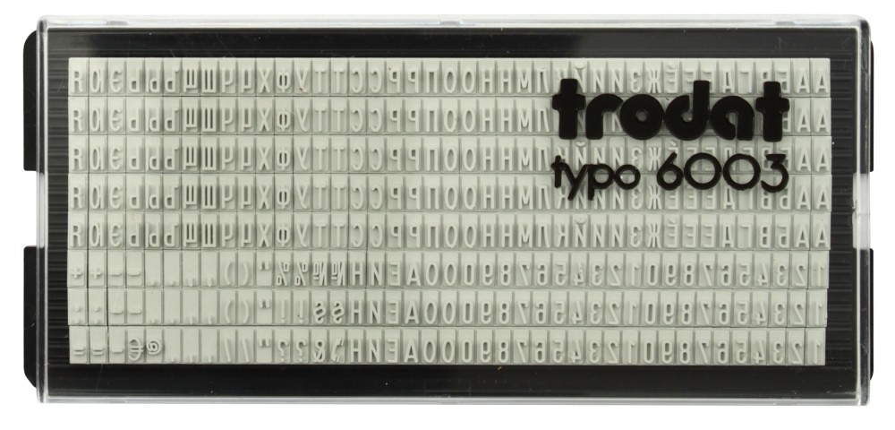Касса символов для самонаборных штампов Trodat typo 6003 328 символов, высота 3 мм, шрифт русский Касса символов для самонаборных штампов Trodat typo 6003 328 символов, высота 3 мм, шрифт русский