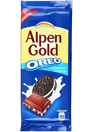 Шоколад Alpen Gold, 95 г, молочный шоколад с начинкой со вкусом ванили и кусочками печенья