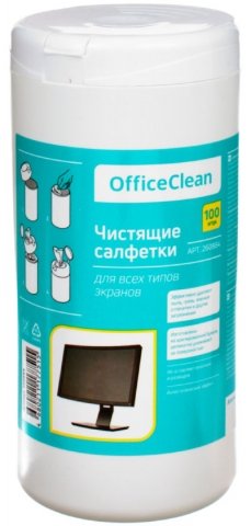 Салфетки чистящие OfficeClean, 100 шт., для всех типов экранов 