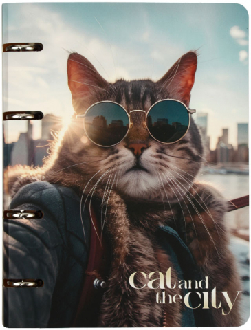 Тетрадь общая А5, 100 л. на кольцах Meshu, 160*215 мм, Cat And The City Тетрадь общая А5, 100 л. на кольцах Meshu, 160*215 мм, Cat And The City