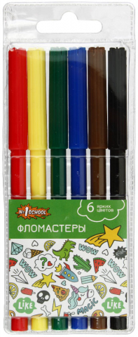 Фломастеры №1School «Отличник», 6 цветов, толщина линии 1 мм, вентилируемый колпачок