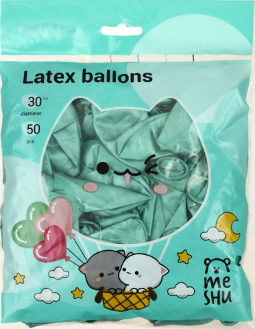 Шар воздушный Meshu, 12"/30 см, хром, зеленый