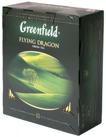 Чай Greenfield пакетированный, 200 г, 100 пакетиков, Flying Dragon, зеленый чай