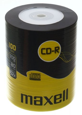 Компакт-диск CD-R Maxell, 52x, 100 шт., в тубе