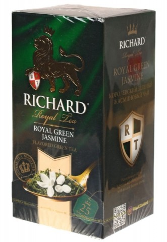 Чай Richard ароматизированный пакетированный, 50 г, 25 пакетиков, Royal Green Jasmine, зеленый чай с ароматом жасмина