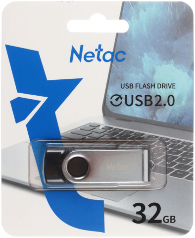 Флеш-накопитель Netac U505 (2.0), 32 Gb, корпус серебристый с черным Флеш-накопитель Netac U505 (2.0), 32 Gb, корпус серебристый с черным