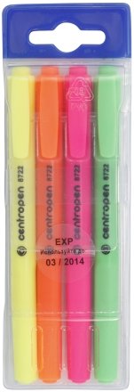 Набор маркеров-текстовыделителей Fax Centropen 2822, 4 цвета