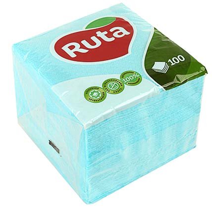 Салфетки сервировочные Ruta, 24*24 см, 100 шт., голубые Салфетки сервировочные Ruta, 24*24 см, 100 шт., голубые