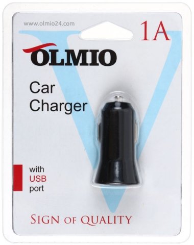 Автомобильное зарядное устройство Olmio , 1 порт, черное