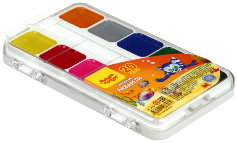Акварель медовая «Енот в Красном море» 20 цветов, в пластиковой коробке, без кисти