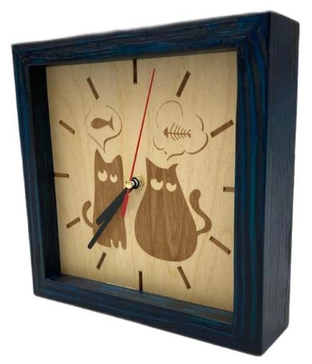 Часы деревянные «Коты» (Марданов А.А.), 20*20 см Часы деревянные «Коты» (Марданов А.А.), 20*20 см